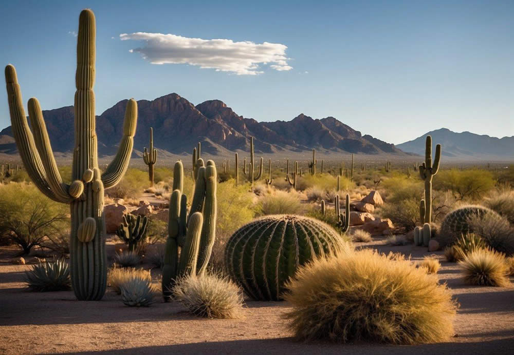 Explore Scottsdale's desert landscape, with cacti and mountains in the background. Visit the Old Town, art galleries, and upscale shops. Enjoy outdoor activities like hiking, golfing, and hot air balloon rides