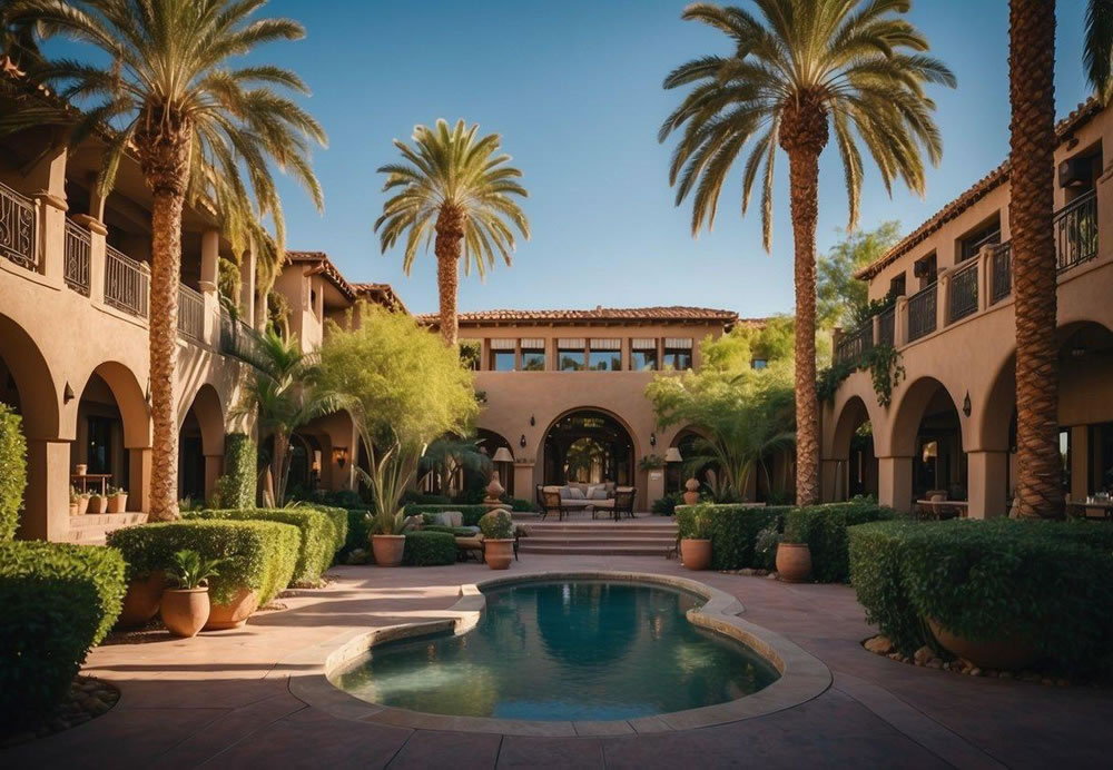 The grand Royal Palms Resort and Spa, a top luxury hotel in Phoenix, featuring elegant architecture and lush landscaping