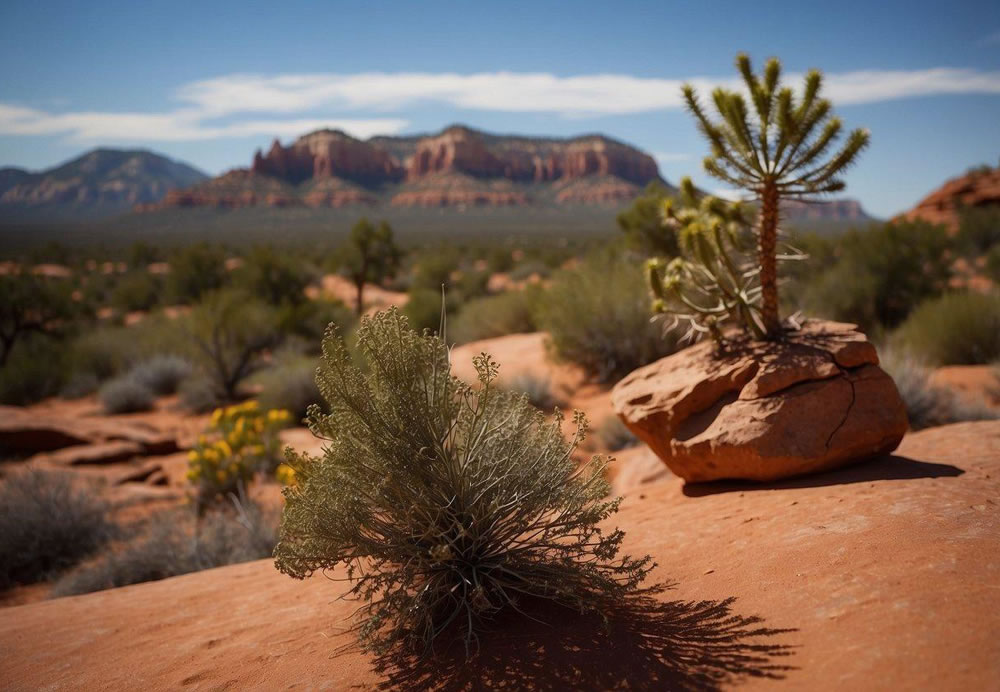 Vibrant red rock formations tower over the desert landscape, while ancient cliff dwellings and petroglyphs tell the story of Sedona's rich cultural and historical heritage