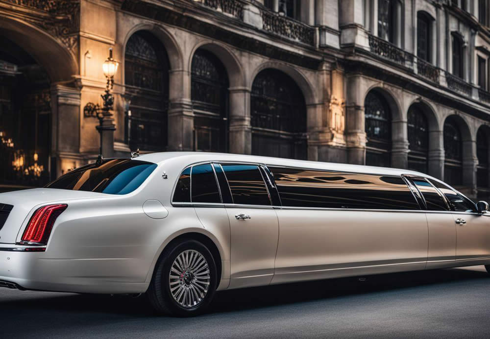 A white limousine on the street